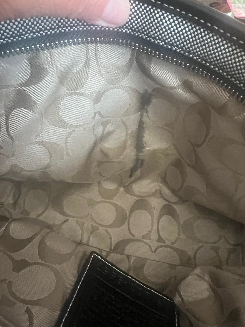 Coach Vintage Black & White Tweed Top Handle Satchel Tote Handbag #9557 - Picture 15 of 16